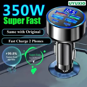 UYUXIO 6 in 1 USB C Car Phone Charger Adapter with Voltage Display