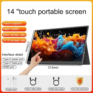 LANLIPU 14inch Portable IPS Touch Panel Secondary Display Computer Monitor